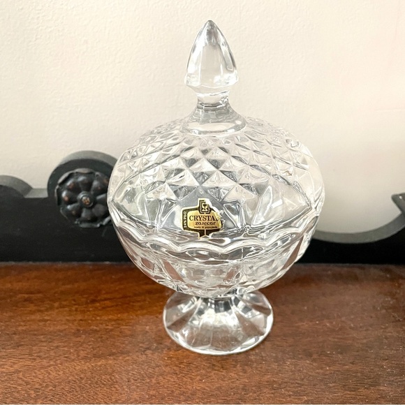 Vintage Crystal Candy Dish With Lid Yugoslavia Zajecar 24% PbO - Picture 1 of 10